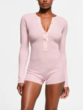 SKIMS Ribbed Henley Onesie